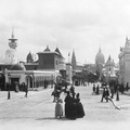 Street view%2C looking toward Palais des Invalides%2C showing pavilions on L%27Esplanade des Invalides%2C Paris Exposition%2C 1889