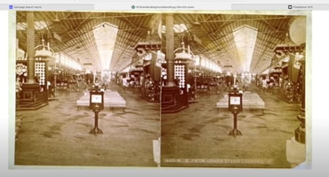 Interior of the 21 acre largest hall at the Phila World Fair 1876 Expo